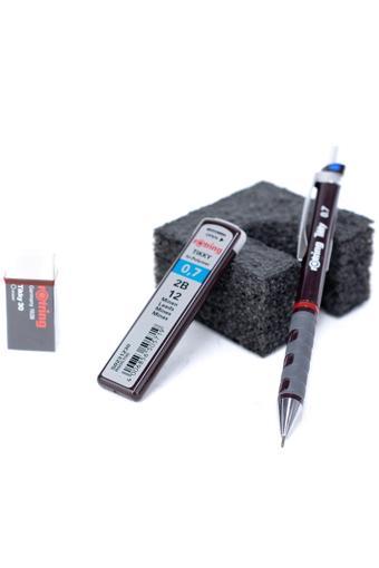 Rotring Tikky 2B Uçlu Kalem Orijinal Silgi Hediyeli 0.7 Mm Ergonomik Dayanıklı Set Kahverengi 