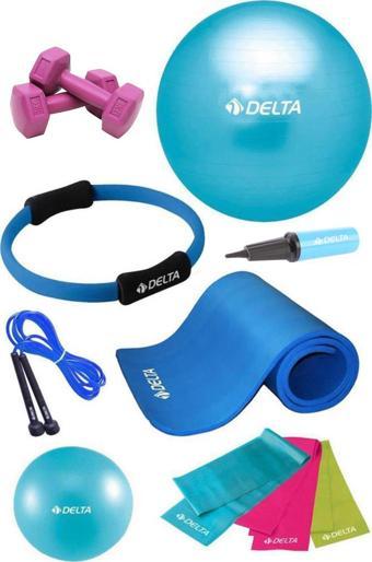 Delta 10 MM Minderli PTS Turkuaz Full Pilates Seti (65 cm 20 cm)