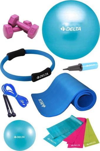 Delta 10 MM Minderli PTS Turkuaz Full Pilates Seti (75 cm 20 cm)