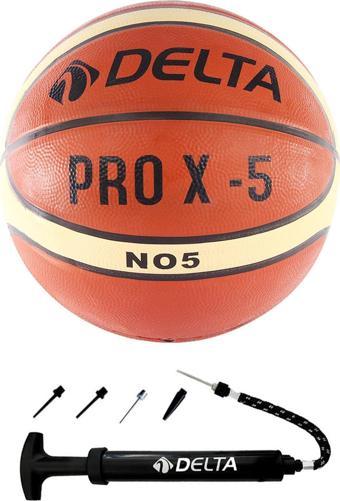 Delta Pro X Deluxe Kauçuk 5 Numara Basketbol Topu + Top Pompası