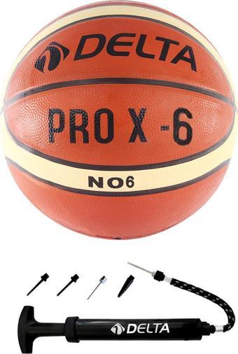 Delta Pro X Deluxe Kauçuk 6 Numara Basketbol Topu + Top Pompası