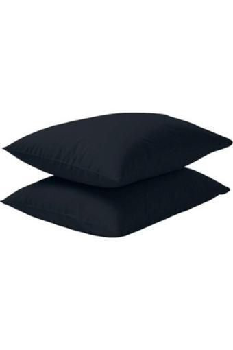 More Home Siyah Renkli Pamuklu Kumaştan Kapaklı Yastık Kılıfı (2 Adet) 50 X 70 Cm