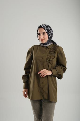 Giverny Açık Vizon Desenli Eşarp Kesik Elyaf Pamuksu Leopar Dijital Baskılı 202206_56