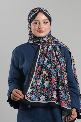 Giverny Bebe Mavisi Desenli Şal Kesik Elyaf Dijital Baskılı Pamuksu Çiçek 202113_11