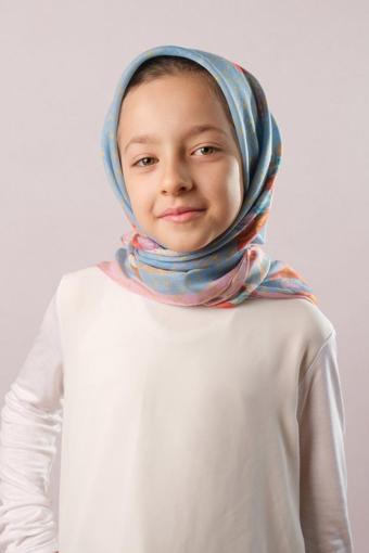 Giverny Bebe Mavisi Dijital Baskılı Çocuk Tesettür Eşarp Pamuk Polyester Uçan Balon Desenli 6002_11