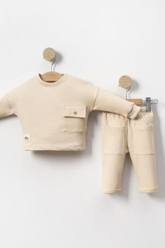 Minytrendy Erkek Bebek Oversize Cep Detaylı Mevsimlik Alt Üst Yenidoğan Bebek Takımı