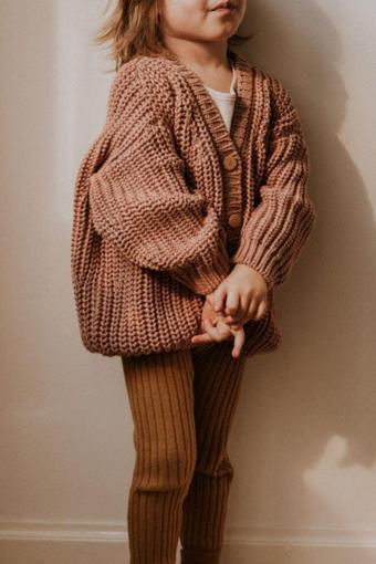 Minytrendy Unisex Bebek Çocuk Örme Düğmeli Triko Hırka 6 Ay-5 Yaş-Kahve