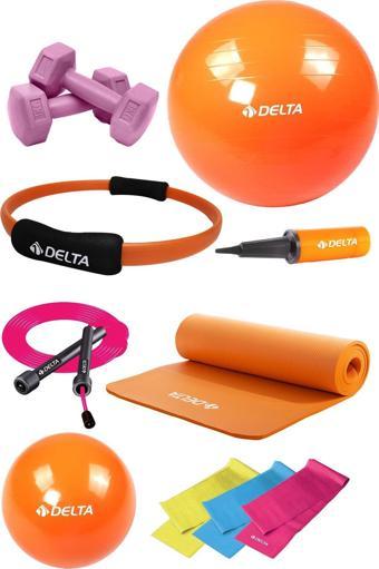 Delta 15 MM Minderli PTS Turuncu Full Pilates Seti (55 cm 20 cm)