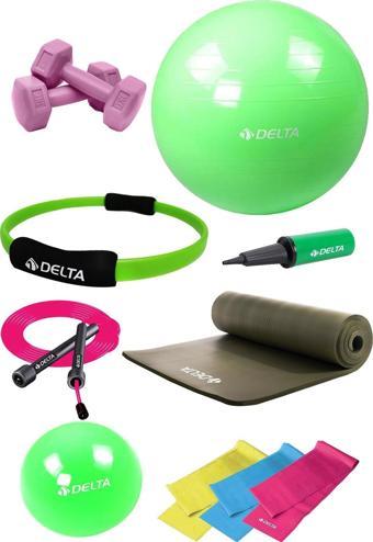 Delta 15 MM Minderli PYS Yeşil Full Pilates Seti (55 cm 20 cm)