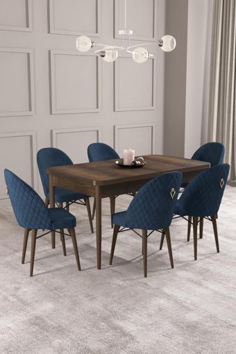 Asaella Mobilya Arya Barok Desen 80X132 Mdf Açılabilir Mutfak Masası Takımı 6 Adet Sandalye