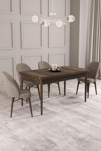 Asaella Mobilya Arya Barok Desen 80X132 Mdf Açılabilir Mutfak Masası Takımı 4 Adet Sandalye