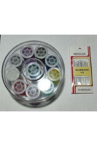 Hagiki (2Li Set) Dikiş İpliği Ve Dikiş İğnesi , Mika Kutulu 10Adetli İplik Ve 10 Adetli İğne Seti