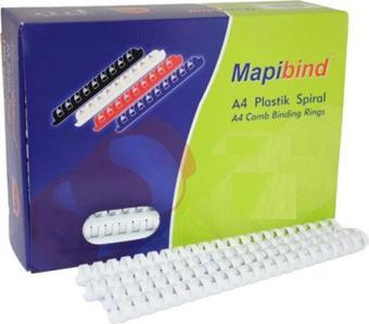 Mapibind Spiral Plastik 235-280 Sayfa Kapasiteli 28 Mm Beyaz 2012800 (50 Li Paket)