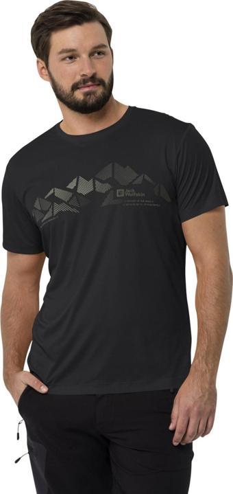 Jack Wolfskin Bisiklet Yaka Antrasit Erkek T-shirt 1807183_6350 Peak Graphıc T M