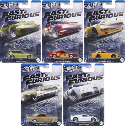 Hot Wheels Uzun Kart Fast & Furious Racing Course 5’li Set – Civic, Integra, 240Z, Nova, Veyron