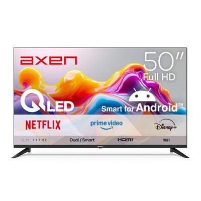 Axen AX50QFPRL-A14S 50" 126 Ekran Uydu Alıcılı Full Hd Android Smart QLED Tv - Siyah