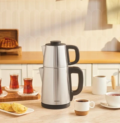 Karaca Tea Break 2 in 1 Su Isıtıcı Çelik Çay Makinesi Inox Siyah