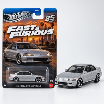 Hot Wheels Fast & Furious 25 YIL SILVER SERİSİ - 1993 HONDA CIVIC COUPE EX EJ1 -  JKX20 - HNR88