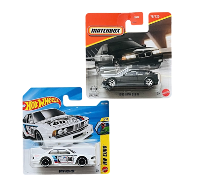 Hot Wheels 2 Araç Set - BMW 635 CSi - Beyaz & Matchbox 1995 BMW 318ti - Siyah (1/64) JJK00 - JHP20