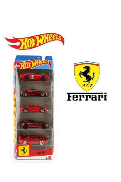 HOT WHEELS Ferrari 5'li Model Araba Seti JLN12 1:64 Koleksiyon