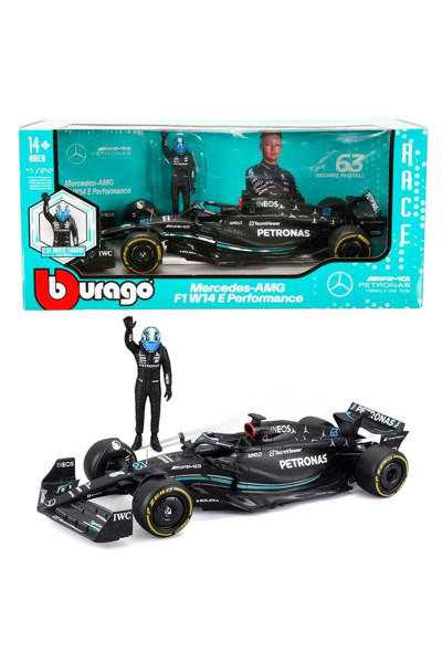 1:24 Mercedes AMG F1 W14 E Figürlü Formula 1 Yarış Arabası - 63-George Russell
