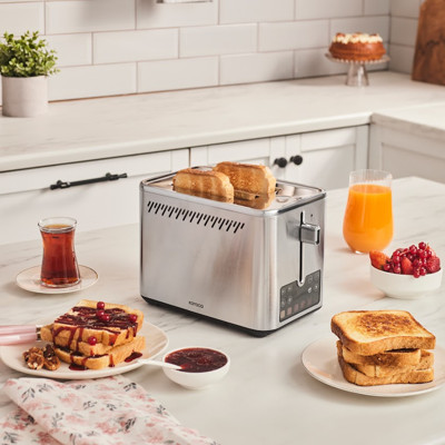 Karaca Color Touch Renkli Dijital Ekranlı Inox Ekmek Kızartma Makinesi 2 Dilim Kapasiteli 950 W