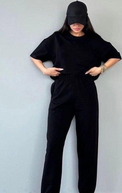 Yakamel Kadın Kısa Kollu Pijama Takımı Bisiklet Yaka Salaş Tok Kumaş