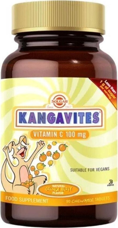 Solgar Kangavites Vitamin C 100 Mg Çocuklara Özel Portakal Aromalı Çiğnenebilir Takviye Edici Gıda 90Tablet