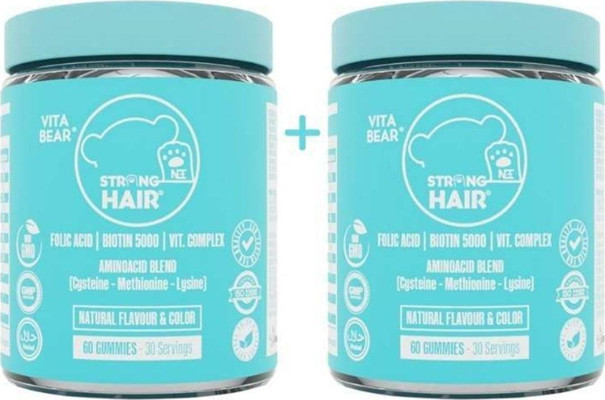 Vita Bear Strong Hair Gummy Vitamin - Biotin Içeren Çiğnenebilir Saç Vitamini 60 Adet 2'Li Paket