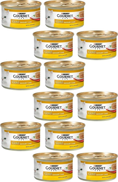 12 Adet Gourmet Gold Savoury Cake Tavuklu Yaş Kedi Maması 85 Gr