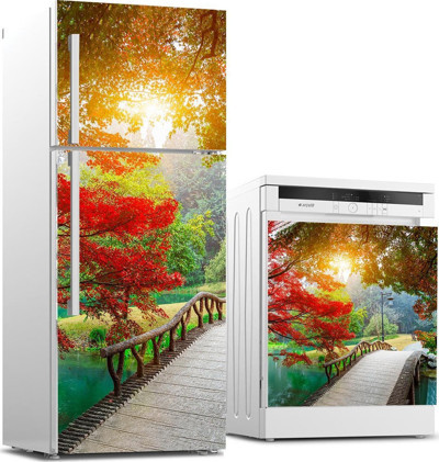 Buzdolabı ve Bulaşık Makinası Beyaz Eşya Sticker Kaplama Köprü Ağaç