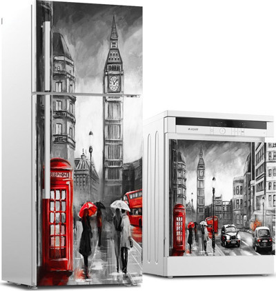 Buzdolabı ve Bulaşık Makinası Beyaz Eşya Sticker Kaplama Londra Yağlıboya