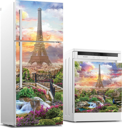 Buzdolabı ve Bulaşık Makinası Beyaz Eşya Sticker Kaplama Paris Kolaj