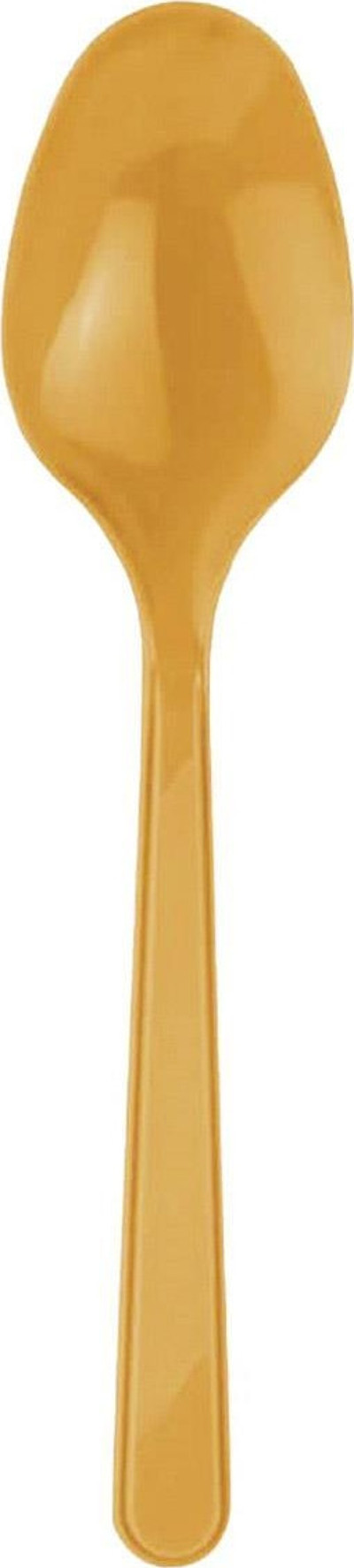 Plastik Lüx Altın Renk Kaşık - Parti Davet Piknik Çorba Yemek Kaşığı - 18 Cm. - 75 Adet