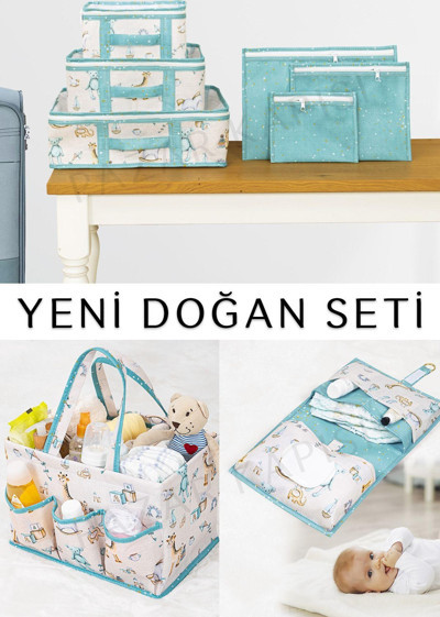 Pazar Kapısı Baby Yeni Doğan Seti - Bavul Organizer , Bakım Ve Alt Bakım Çantası Mavi