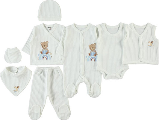 Civil Baby Erkek Bebek 8'li Zıbın Takımı Yenidoğan Ekru