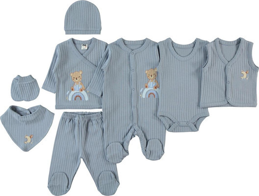 Civil Baby Erkek Bebek 8'li Zıbın Takımı Yenidoğan İndigo