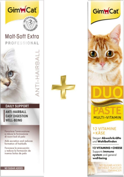 Anti-hairball Malt 100gr + Multi-vitamin Duo Paste Peynirli 50gr