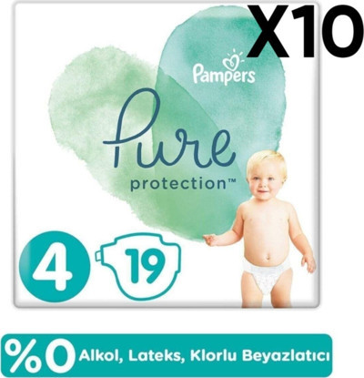 Prima Pampers Pure Bebek Bezi 4 Beden 19'Lu 10 Paket