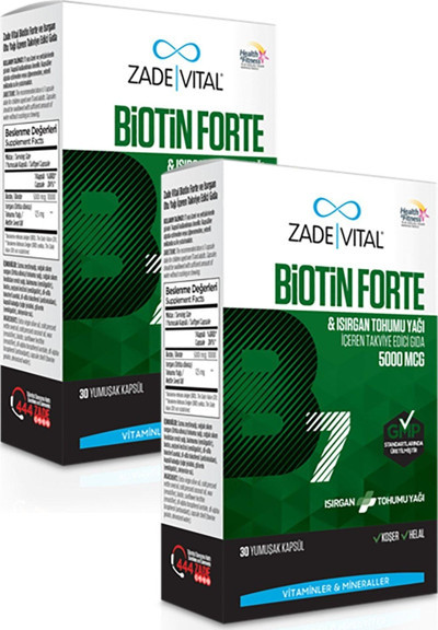 Biotin Forte 5000 Mcg (ısırgan Tohumu Yağı Içeren Takviye Edici Gıda) 30 Kapsül X 2 Kutu (60 Kapsül)
