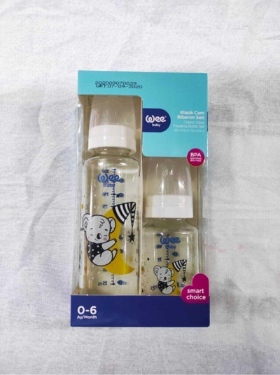 Wee Baby Ikili Klasik Cam Biberon Seti 250Ml + 125Ml 0-6 Ay Biberon (Beyaz)