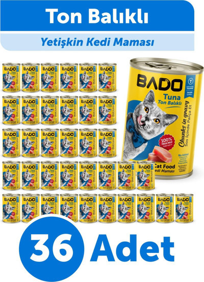 Bado Yetişkin Yaş Kedi Maması Ton Balıklı 400Gr 36'lı