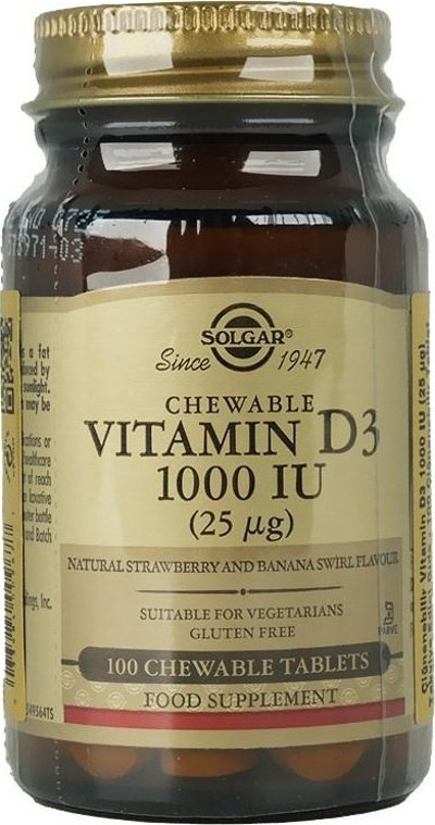 Solgar Vitamin D3 1000 IU 100 Çiğnenebilir Form