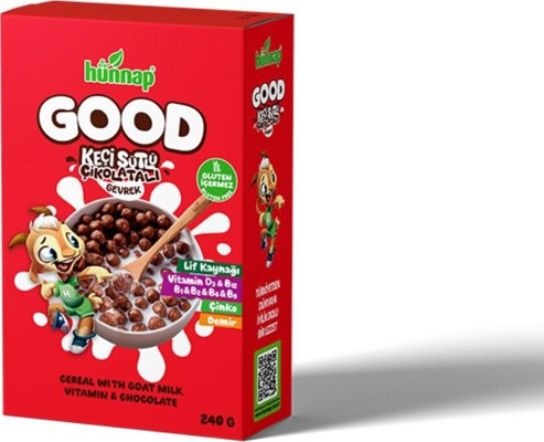 Hünnap Keçi Sütlü Çikolata ve Vitamin Tahıllı Glutensiz Gevrek 240 Gr