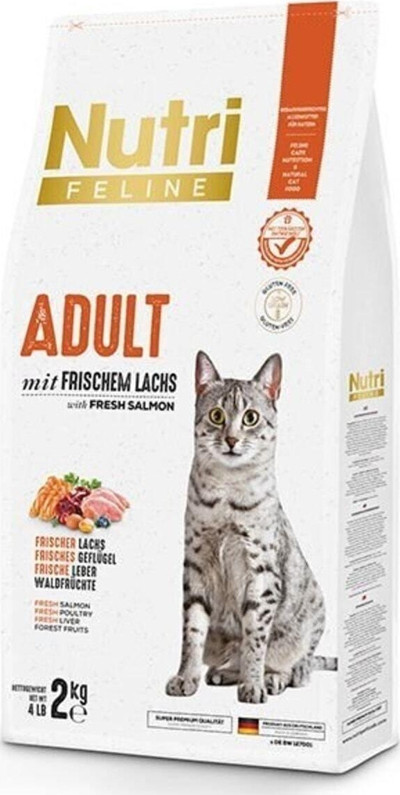 Taze Somonlu ve Glutensiz Yetişkin Kedi Maması 2 Kg - Nutri Feline Adult Salmon