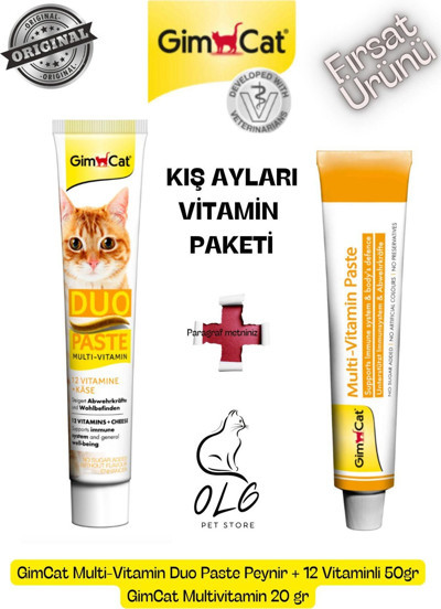 Peynirli Vitamin 50 Gr. , Gimcat Multivitamin 20 Gr.