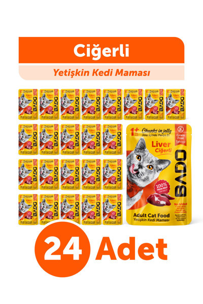 Bado Yetişkin Yaş Kedi Maması Ciğerli 85Gr 24'lü