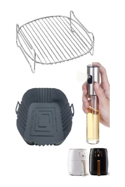 Reis Xxl Airfryer Aksesuar Seti Izgara Teli Silikon Pişirme Kabı Ve Sprey Yağdanlık