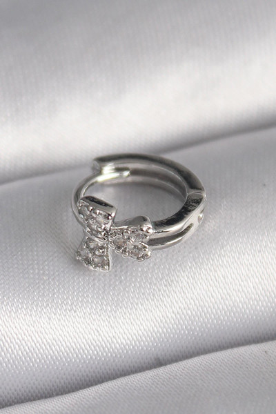 Celira 316L Çelik Gümüş Renk Zirkon Taşlı Kurdele Model Tragus Piercing NS2983