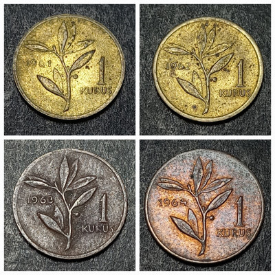 Escoines 3996368b60b26553b0 1961 / 1962 / 1963 pirinç / 1964 bronz çt+ 1 kuruş para